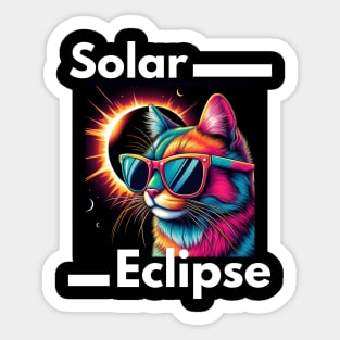 Solar Eclipse 2024 Cat Wearing Solar Eclipse Glasses Sticker